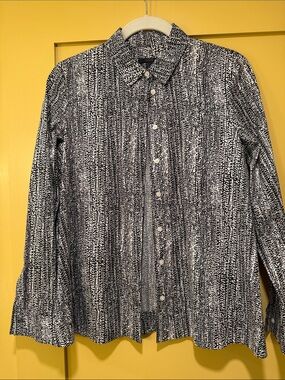 COS Black and White Printed Button-Up Shirt